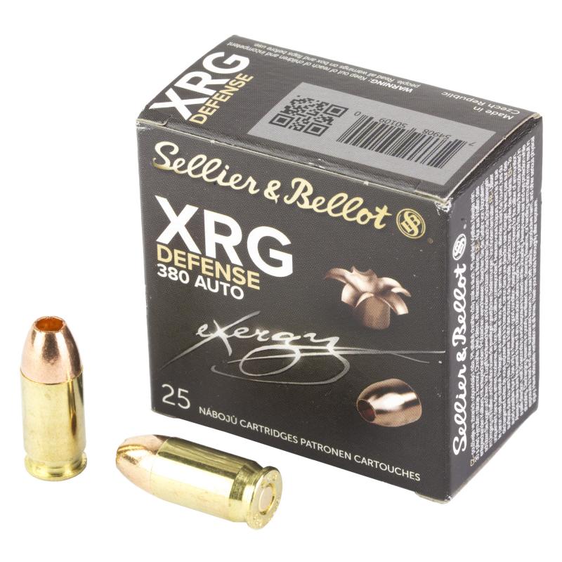 XRG, 380 ACP/9mm Browning Court, 77 Grain, Jacketed Hollow Point, 25 Round Box SB380XA