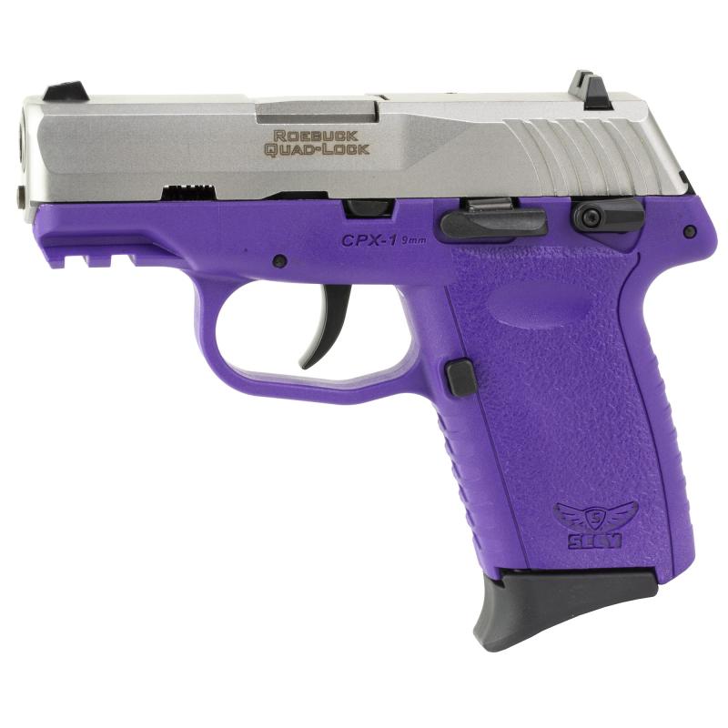 CPX-1 Gen 3, Double Action Only, Semi-automatic, Polymer Frame Pistol, Compact, 9MM, 3.1" Barrel, Matte Finish, Natural Stainless Slide, Purple Frame, Ambidextrous Safety, 3 Dot Sights, 10 Rounds, 2 Magazine CPX-1TTPUG3