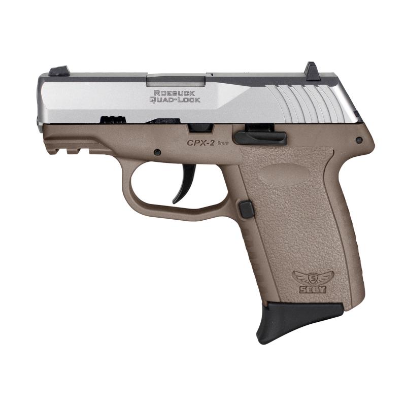 CPX-2 Gen 3, Semi-automatic Pistol, Double Action Only, Polymer Frame, Compact, 9MM, 3.1" Barrel, Matte Finish, Natural Stainless Slide, Dark Earth Frame, Ambidextrous Safety, 3 Dot Sights, 10 Rounds, 2 Magazines CPX-2TTDEG3