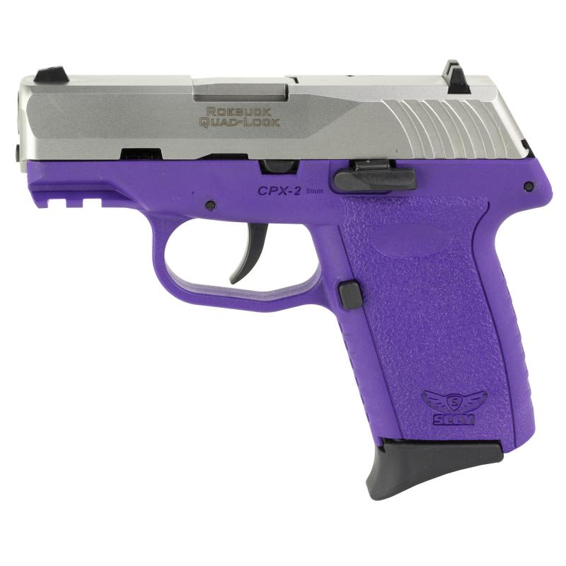 CPX-2 Gen 3, Double Action Only, Semi-automatic, Polymer Frame Pistol, Compact, 9MM, 3.1" Barrel, Matte Finish, Natural Stainless Slide, Purple Frame, Ambidextrous Safety, 3 Dot Sights, 10 Rounds, 2 Magazine CPX-2TTPUG3