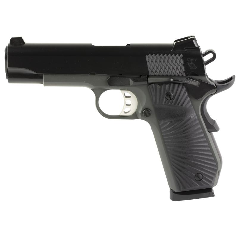 1911 Carry, B45BA Stingray, Single Action Only, Semi-automatic, Metal Frame Pistol, Commander, 45 ACP, 4.25" Barrel, Aluminum Frame, Cerakote Finish, Black Slide, Tungsten Frame, Ed Brown Bobtail, G10 Grips, Novak Style 3-Dot Sights, Skelotonized Trigger