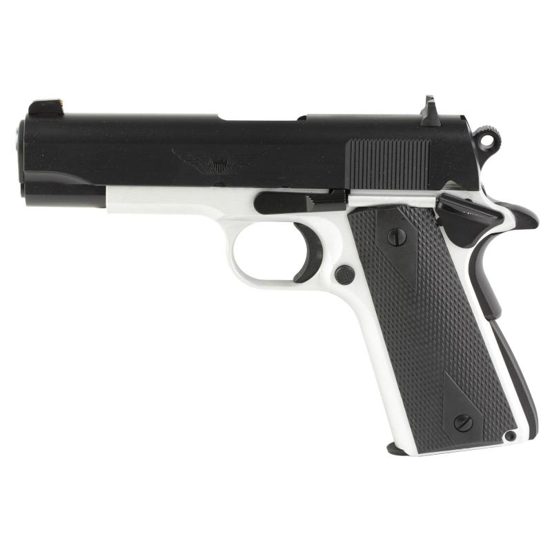 1911 Aviator, Single Action Only, Semi-automatic, Metal Frame Pistol, Commander, 45ACP, 4.25" Barrel, Aluminum Frame, Cerakote Finish, Black Slide, Rubber Overmolded Grips, Fixed Sights, 7 Rounds, 2 Magazines 10100128