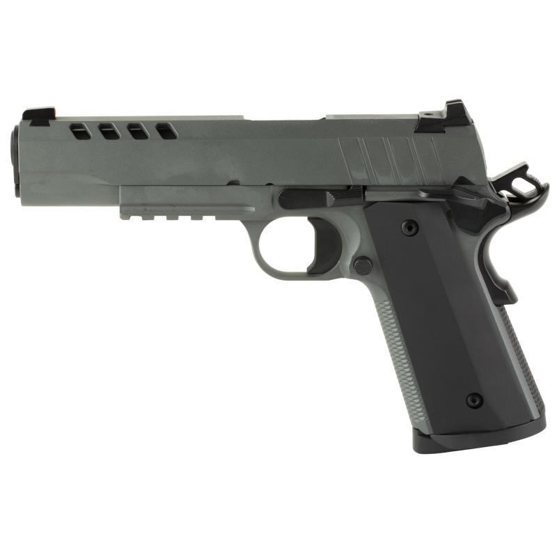 1911, Night Stalker, Single Action Only, Semi-automatic, Metal Frame Pistol, Full Size, 45 ACP, 5" Barrel, Carbon Steel Frame, Cerakote Finish, Gray, Aluminum Grips, Front Night Sight, 8 Rounds, 2 Magazines 10100512