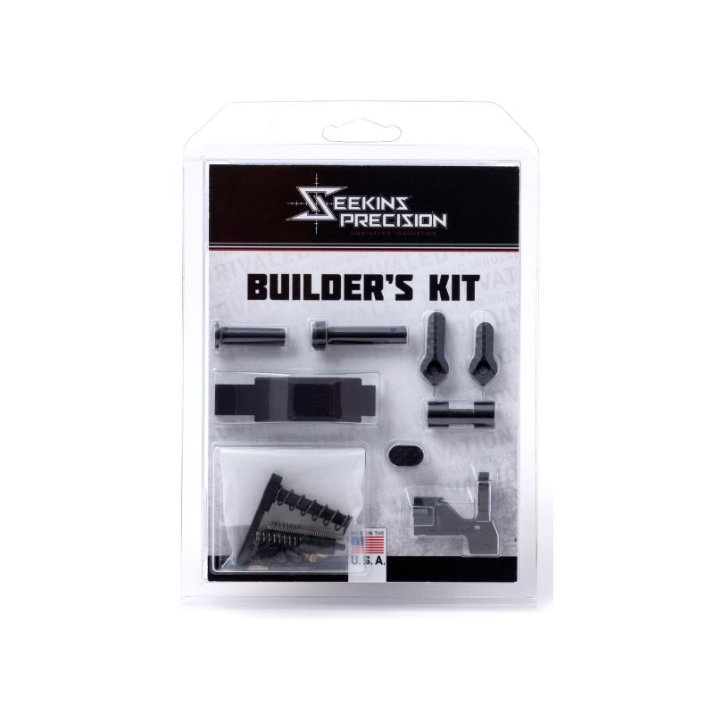 Builder's Kit, Lower Receiver Parts Kit, 223 Rem/556NATO, Seekins Trigger Guard, Seekins Mag Release, Seekins Bolt Catch, Seekins Ambi Safety, Seekins Take Down Pins, Pins, Detents and Springs Needed for Build 0011510063