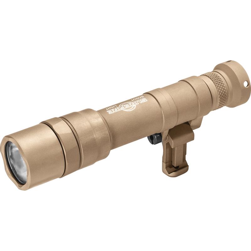 M640DF Scout Pro Flashlight, LED, 1500 Lumens, Tan Finish, 1913 Picatinny Mount installed, MLOK Mount included, Z68 On/Off Tailcap, SF18650B Micro-USB Rechargable Battery Included M640DF-TN-PRO