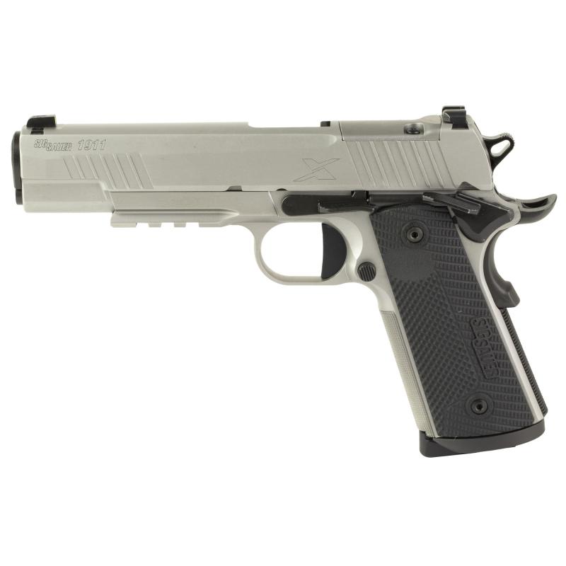 1911 X, Single Action Only, Semi-automatic, Full Size, 45ACP, 5" Barrel, Stainless Steel Finish, Silver, Optics Ready, G10 Grips, XRay3 Day/Night Sights, 8 Rounds, 2 Magazines 1911XR-45-SS