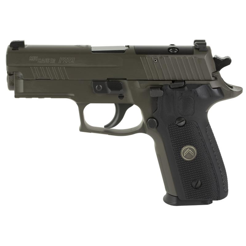 P229, Legion, Massachusetts Compliant, Double Action/Single Action, Semi-automatic, Metal Frame Pistol, Compact, 9MM, 3.9" Barrel, Alloy, Legion Gray, Black G10 Grips, XRAY3 Day/Night Sights, Optic Ready, Decocker, 10 Rounds, P-SAIT Trigger, 3 Magazines