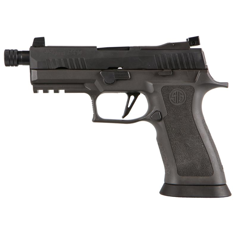 P320 X-Carry Legion, Striker Fired, Semi-automatic, Polymer Frame Pistol, Full Size, 9MM, 4.6" Threaded Barrel, PVD Finish, Legion Grey, Adjustable Suppressor-Height Night Sights, Optic Ready, 10 Rounds, 3 Magazines 320XCA-9-LEGION-TB-R2-10