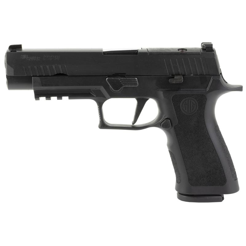 P320XF, Striker Fired, Semi-automatic, Polymer Frame Pistol, Full Size, 9MM, 4.7" Barrel, Polymer Frame, Nitron Finish, Black, XSeries Flat Trigger, XRAY3 Night Sights w/R2 Base Plate. 17 Rounds, 2 Magazines 320XF-9-BXR3P-R2