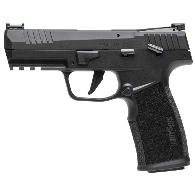 P322, Semi-automatic, Single Action Only, Polymer Frame Pistol, Full Size, 22 LR, 4 Barrel", Anodized Finish, Black, Adjustable Fiber Optic Sights, Optic Ready, Threaded Barrel Adapter, 10 Rounds, 2 Magazines 322C-BAS-10