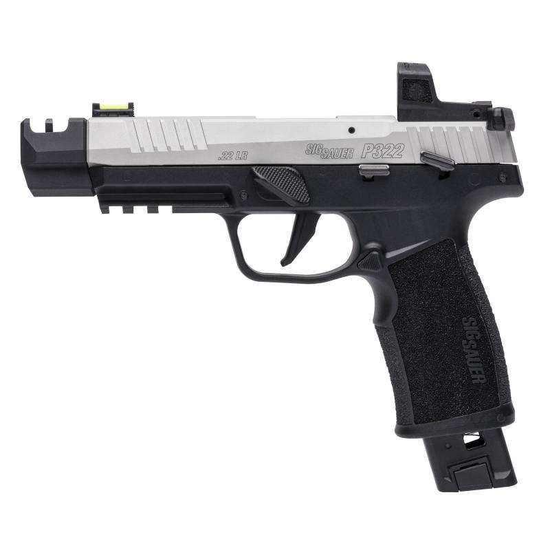 P322 Comp, Semi-automatic, Single Action Only, Compact, 22 LR, 4" Barrel, Compensator, Clear Anodized Finish, Silver Frame, Black Frame, ROMEO Zero Red Dot, Fiber Optics Sights, Manual Safety, 2 Magazines, (1)-20 Round and (1)-25 Round 322C-T-COMP-RXZE