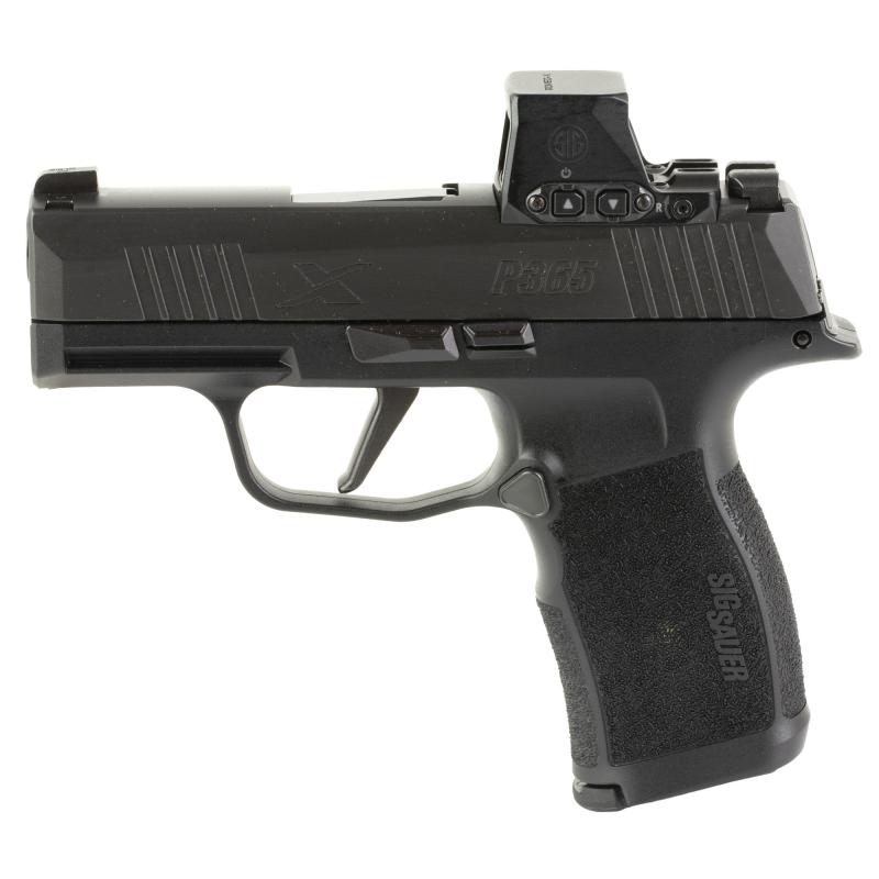 P365X 9MM, 3.1" Barrel, XRAY3 Day/Night Sights, XSeries Flat Trigger, Romeo-X Compact Optic, 12 Rounds, 2 Magazines, Black Nitron Finish 365X-9-BXR3-RXX Striker Fired, Semi-automatic, Polymer Frame Pistol, Sub-Compact