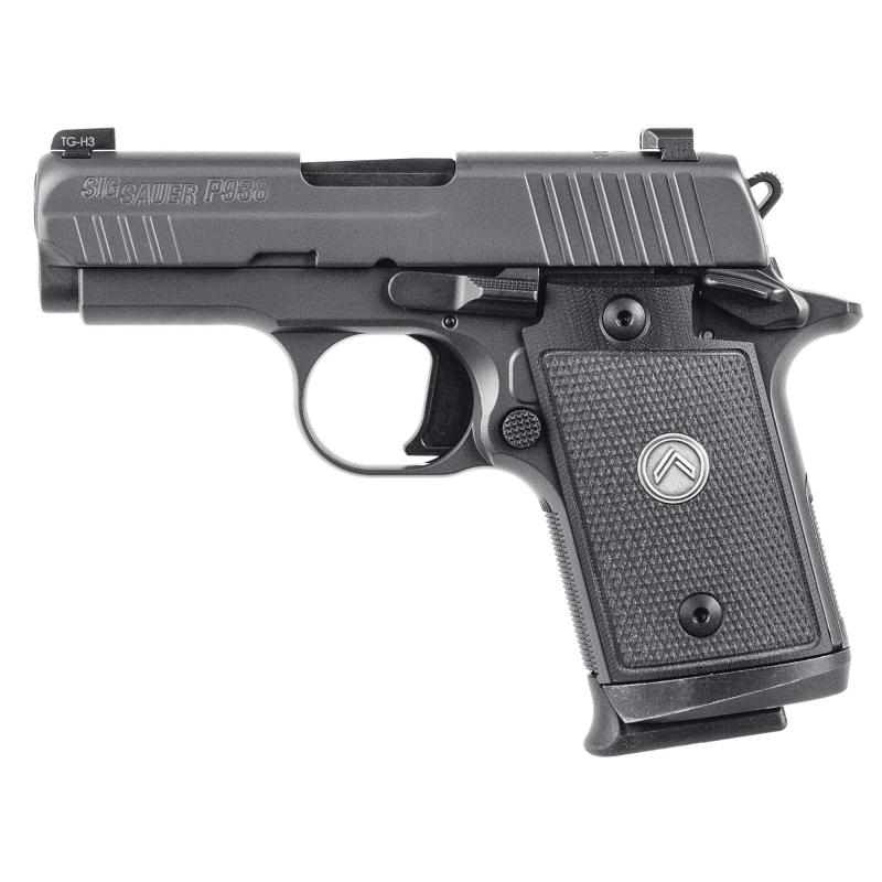 P938, Legion, Massachusetts Compliant, Single Action Only, Semi-automatic, Metal Frame Pistol, Sub-Compact, 9MM, 3" Barrel, Alloy, Legion Gray, Black G10 Grips, XRAY3 Night Sights, Ambidextrous Thumb Safety, 7 Rounds, 3 Magazines 938-9-LEGION