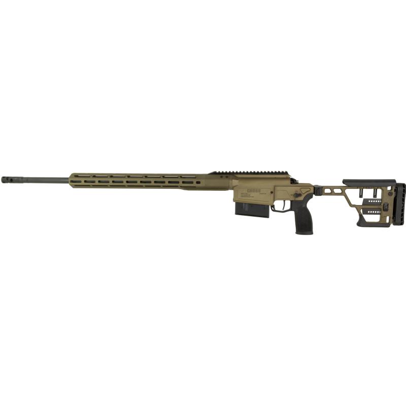Cross Magnum, Bolt Action Rifle, 300 Winchester Magnum, 24" Stainless Steel Barrel, Anodized Finish, Coyote, Free Floating Full Length ARCA Handguard, Folding Adjustable Precision Stock, 6 Rounds, 1 Magazine CROSS-MAG-300WM-24B