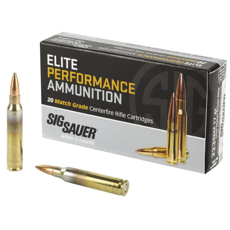 Sig Sauer Elite Match |.223 Remington 77 Grain Sierra MatchKing Open Tip Match Box of 20 Rounds