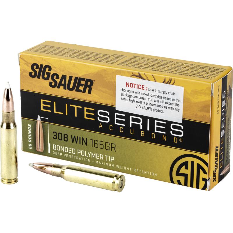 Elite Performance, Hunting, 308 Winchester, 165 Grain, Ballistic Tip, California Certified Nonlead Ammunition, 20 Round Box E308AB165-20
