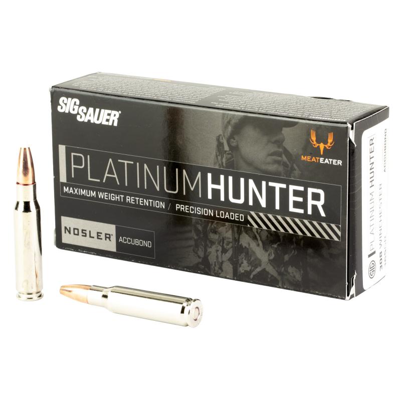 Platinum Hunter, 308 Winchester, 165 Grain, Accubonded Ballistic Tip, 20 Round Box E308PH165-20