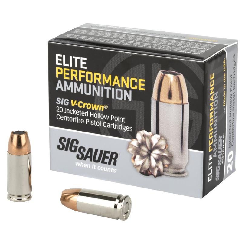 Elite Performance V-Crown 9mm 115 Grain Jacketed Hollow Point Box of 20 Rounds