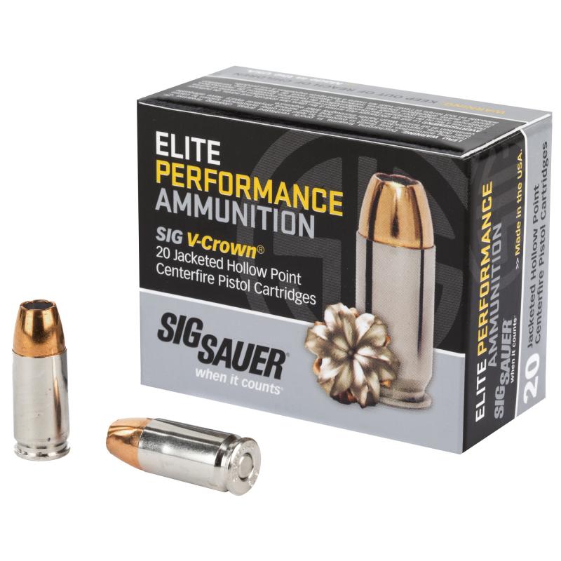 Elite Performance V-Crown 9mm 124 Grain Jacketed Hollow Point 1165 FPS Box of 20 Rounds