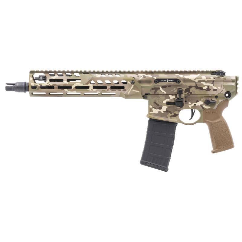 MCX SPEAR-LT, Semi-automatic Pistol, 5.56NATO, 11.5" Barrel, Cerakote Finish, Multicam, Flat Blade Match Trigger, M-LOK Handguard, Ambidextrous Controls, 30 Rounds, 2 Magazines, Includes Savior Equipment Coyote Covert Rifle Case PMCX-556N-11B-CW-V1-LT