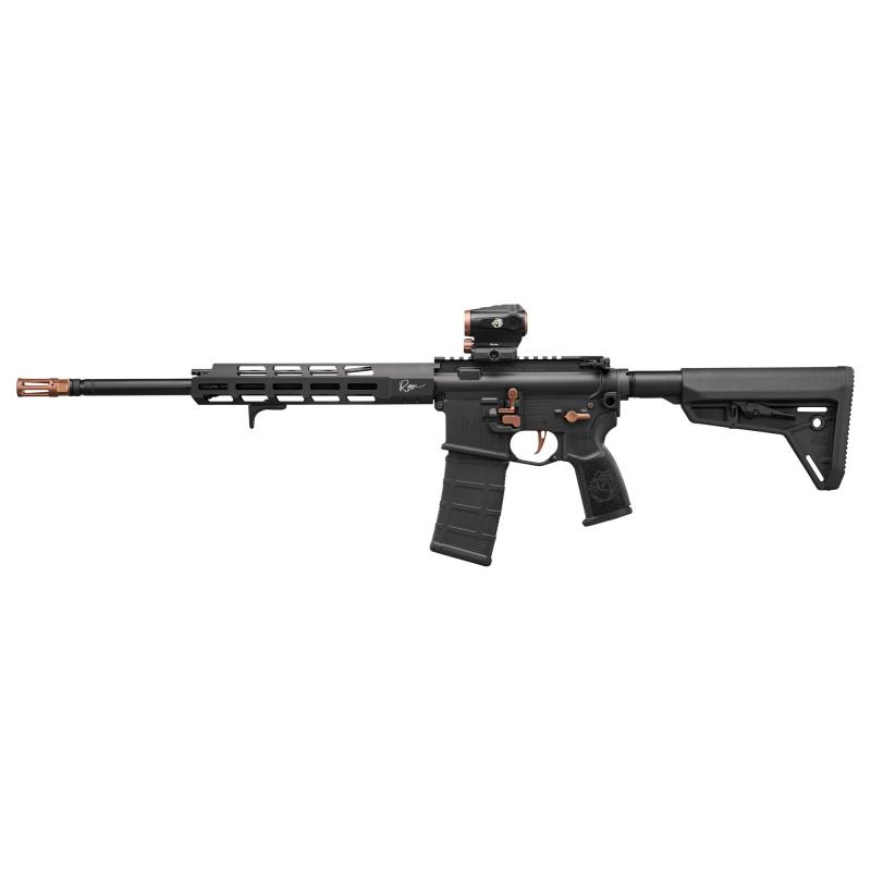 M400 Rose, Semi-automatic Rifle, AR, 223 Remington/556NATO, 16" Threaded Barrel, Mid Length Gas System, Anodized Finish, Black with Rose Gold Accents, ROMEO5 GENII Red Dot Sight, Magpul SL Stock, 2-Stage Matchlite Duo Trigger, 30 Rounds, 2 Magazines RM40