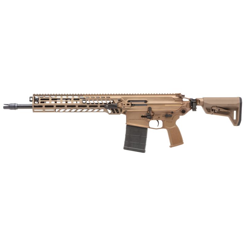 MCX Spear, Semi-automatic AR, 762NATO, 16" Threaded Barrel, SLX/SLH QD Flash Hider, Anodized Finish, Coyote, M-LOK Handguard, Ambidextrous Bolt Catch/Release, Rear and Side Charging Handle, 2 Position Adjustable Gas Valve, 6 Position Push-Button Folding/