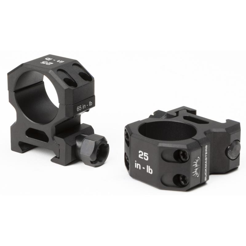 BUCKMASTER Hunting Rings, 1" Med, Black, Aluminum, Picatinny SOA10034