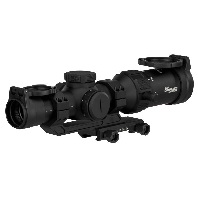 TANGO SPR, Rifle Scope, 1-4 Magnification, Second Focal Plane, Hellfire Quadplex Illuminated F-4 Reticle, 24mm Objective, 30mm Main Tube, Black, Includes ALPHA MSR 1.535 Mount/Flip Back Covers SOTS41000