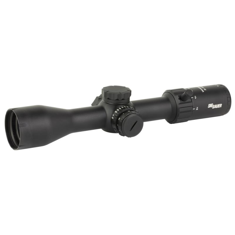 Whiskey 4 Rifle Scope, 3-12X44mm, 30mm Main Tube, Second Focal Plane, Hellfire Quadplex Illuminated Reticle, Matte Finish, Black SOW43004