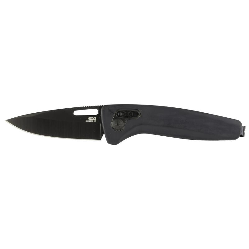 One-Zero, Folding Knife, 3.1" Clip Point Straight Edge, Aluminum Handle, Cryo CPM S35VN Steel, Titanium Nitride Finish, Black and Chrome SOG-12-73-03-57