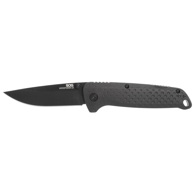 Adventurer, Folding Knife, 3 Drop Point Straight Edge, Glass Reinforced Nylon Handle, Cryo 5CR15MOV Steel, Titanium Nitride Finish, Black SOG-13-11-01-43