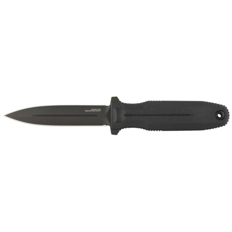 Pentagon FX, 4.77" Fixed Blade Knife, Spear Point Straight Edge, G10 Handle, CPM S35VN Steel, Black Titanium Nitride Finish, Black, Includes Nylon Sheath SOG-17-61-01-57