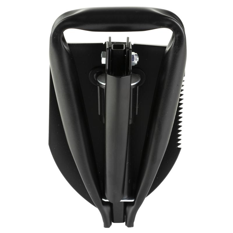 Entrenching Tool, Multi-Tool, Serrated Edge, High Carbon Steel, Black Powder Coat, Black Handle, Nylon Sheath SOG-F08-N