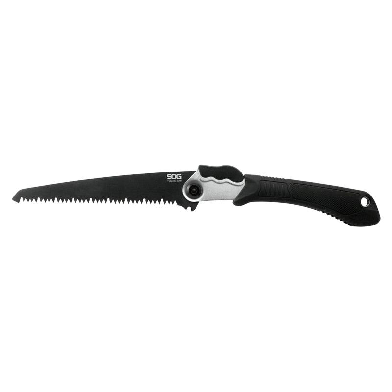 Folding Saw, 8.25" Saw Blade, High Carbon Steel, Satin Black Finish, Black Plastic Grip, Nylon Sheath SOG-F10N-CP