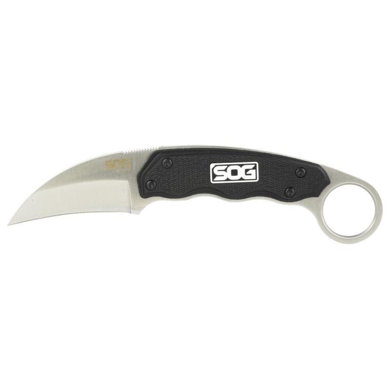 Gambit, Fixed Blade Knife, 2.58" Straight Edge Sheepsfoot, Black Glass-Reinforced Nylon Handle, 7Cr17MoV Stainless Steel, Satin Finish, Black, Hard Molded Nylon Sheath SOG-GB1001-CP