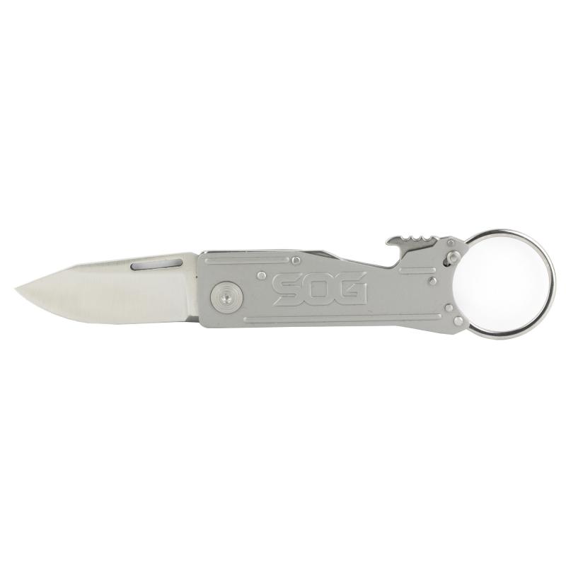 KeyTron, Folding Knife, 1.8" Straight Edge Clip Point, Black Kraton Handle, 5Cr15MoV Steel, Satin Finish, Gray SOG-KT1001-CP