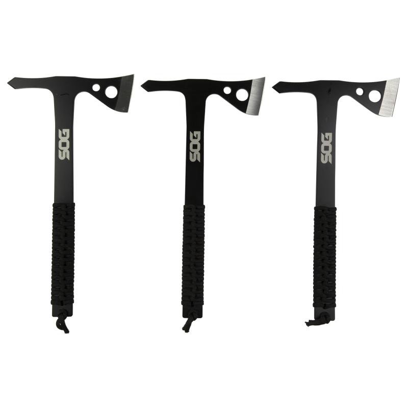 Throwing Hawks, Axe, 1.75" Straight Edge, Black Glass Reinforced Nylon Handle, 3Cr13MoV Steel, HardCase Finish, Black, Inlcudes Nylon Sheath, 3 Pack SOG-TH1001-CP