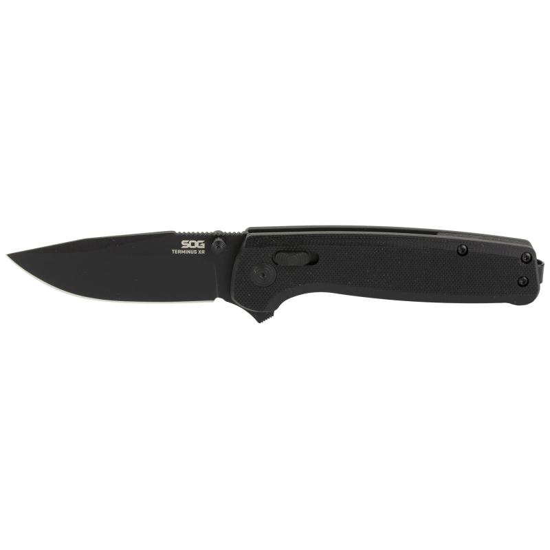 Terminus XR, 2.95" Folding Knife, Clip Point Straight Edge, G10 Handle, D2 Steel, Black SOG-TM1027-BX
