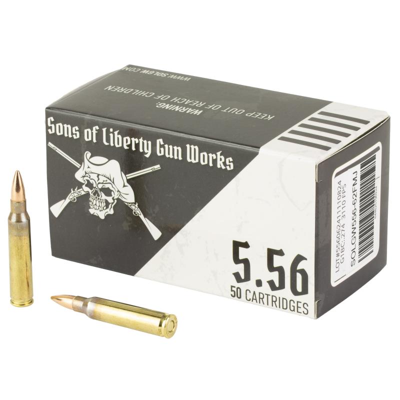 556NATO, 62 Grain, Full Metal Jacket, 50 Round Box 556-62FMJ-1000