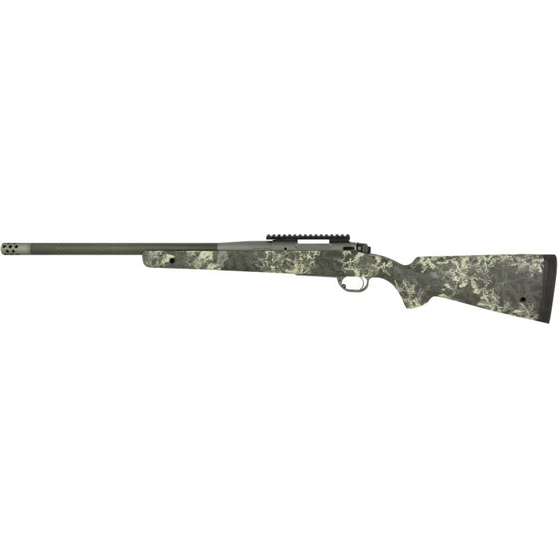Model 2020, Boundary, Bolt Action Rifle, 308 Winchester, 20" Carbon Fiber Barrel, 1:10 Twist, SA Radial Brake, Cerakote Finish, Tactical Gray, Rogue Camo AG Sportsman Carbon Fiber Stock with M-LOK and QD Cups, TriggerTech Adjustable Trigger, 4 Rounds BAB