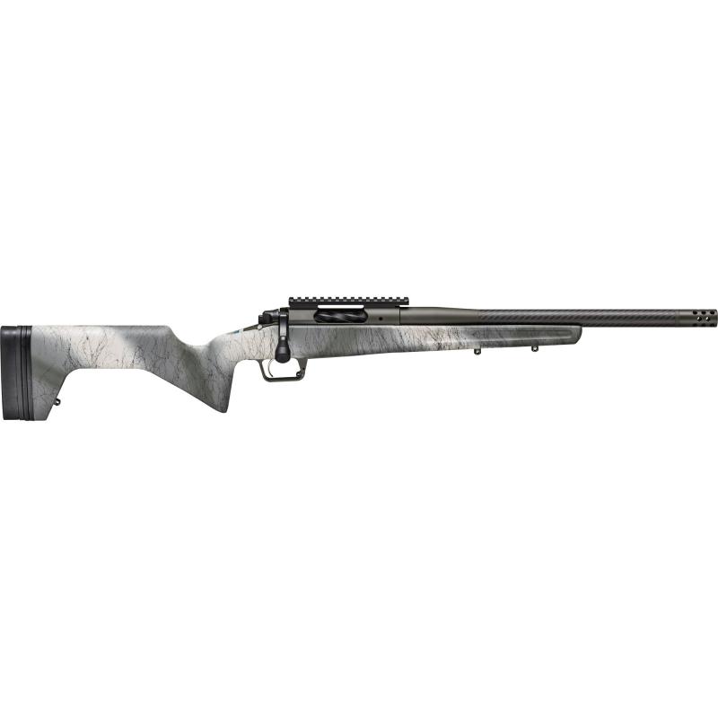 Model 2020, Redline, Bolt Action Rifle, 308 Winchester, 16" Carbon Fiber Barrel, SA Radial Brake, Cerakote Finish, Mil Spec Green, Greyboe Trekker Stock, Olive with Black Webbing, TriggerTech Trigger, 3 Rounds, 1 AICS Pattern Magazine, Right Hand BAT9163