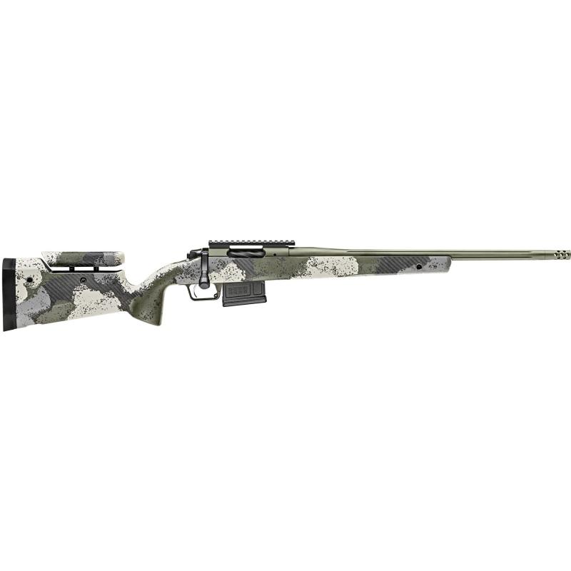 Model 2020 Waypoint, Bolt Action, 308 Winchester, 20" Fluted Stainless Barrel, SA Radial Brake, Green Color, Mil-Spec Green Cerakote, Evergreen Camo Adjustable Carbon Fiber Stock with M-LOK, TriggerTech Adjustable Trigger, 5Rd, 1 AICS Short Action Magazi