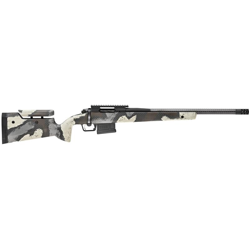 Model 2020 Waypoint, Bolt Action, 6MM Creedmoor, 20" Carbon Fiber Barrel, SA Radial Brake, Tan Color, Desert Verde Cerakote, Ridgeline Camo Adjustable Carbon Fiber Stock with M-LOK, TriggerTech Adjustable Trigger, 5Rd, 1 AICS Short Action Magazine BAW920