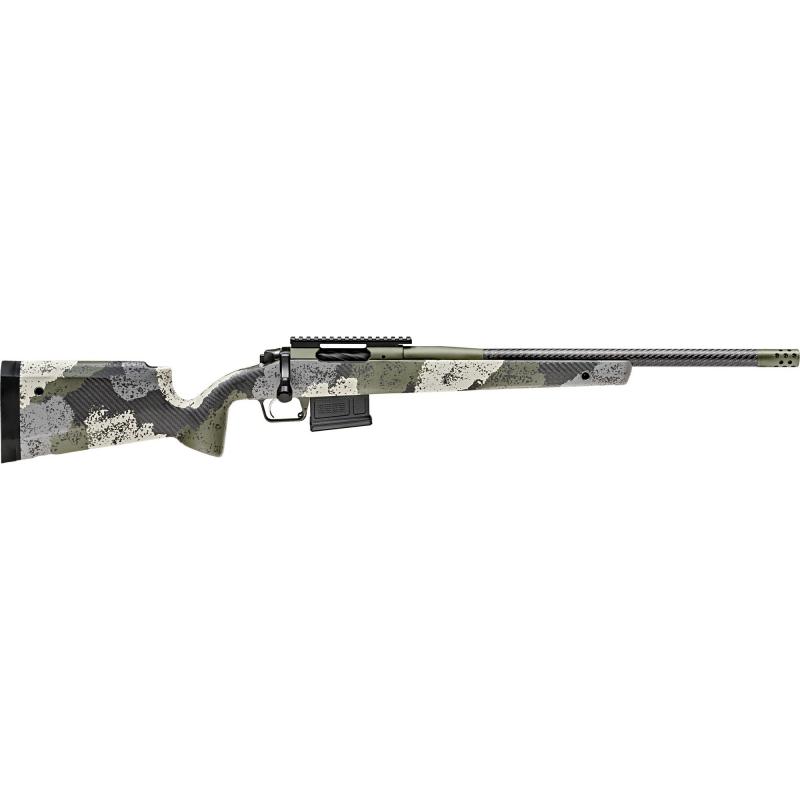 Model 2020 Waypoint, Bolt Action, 6MM Creedmoor, 20" Carbon Fiber Barrel, SA Radial Brake, Green Color, Mil-Spec Green Cerakote, Evergreen Camo Carbon Fiber Stock with M-LOK, TriggerTech Adjustable Trigger, 5Rd, 1 AICS Short Action Magazine BAW9206CMCFG