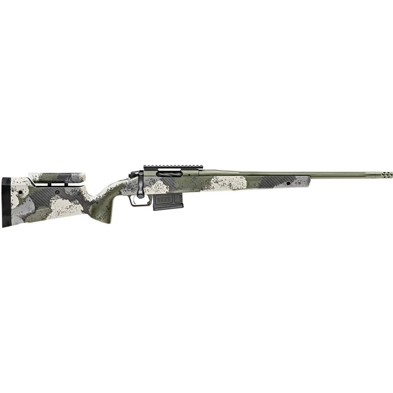 Model 2020 Waypoint, Bolt Action, 6MM Creedmoor, 20" Fluted Stainless Barrel, SA Radial Brake, Green Color, Mil-Spec Green Cerakote, Evergreen Camo Adjustable Carbon Fiber Stock with M-LOK, TriggerTech Adjustable Trigger, 5Rd, 1 AICS Short Action Magazin
