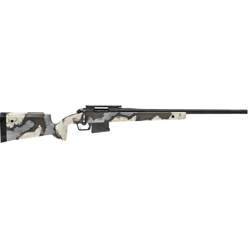 Model 2020 Waypoint, Bolt Action, 6.5MM Creedmoor, 22" Fluted Stainless Barrel, SA Radial Brake, Tan Color, Desert Verde Cerakote, Ridgeline Camo Carbon Fiber Stock with M-LOK, TriggerTech Adjustable Trigger, 5Rd, 1 AICS Short Action Magazine BAW92265CMD