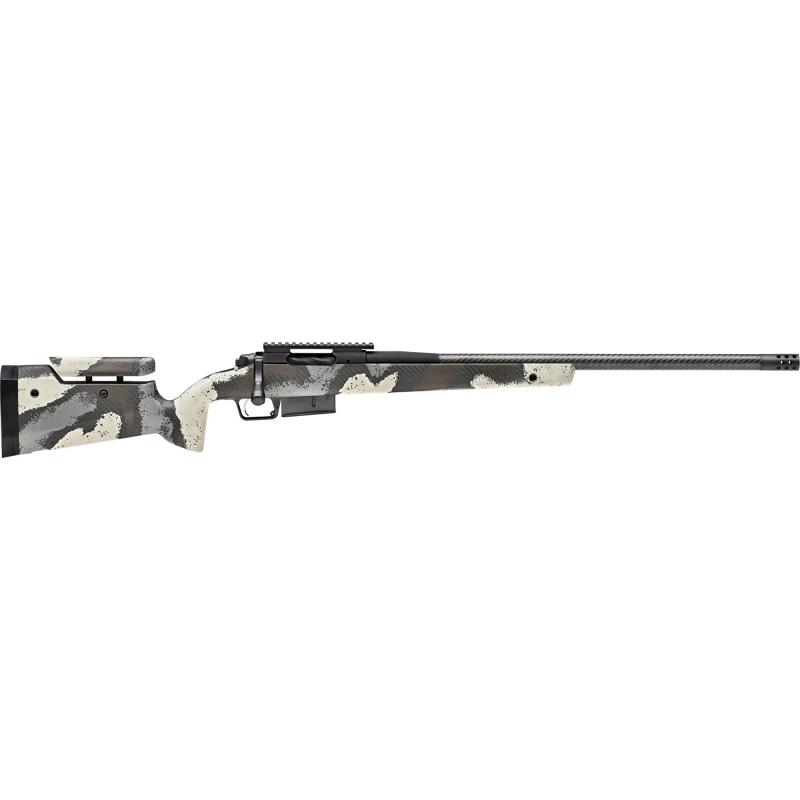 Model 2020 Waypoint, Bolt Action Rifle, 300PRC, 24" Carbon Fiber Barrel, 1:8.5 Twist, SA Radial Brake, Cerakote Finish, Graphite Black, Ridgeline Camo Adjustable Carbon Fiber Stock with M-LOK, TriggerTech Adjustable Trigger, 3 Rounds, 1 AICS Long Action