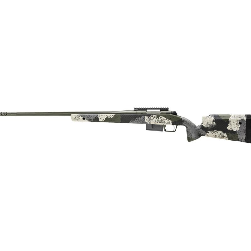 Model 2020 Waypoint, Bolt Action, 6.5 PRC, 24" Fluted Stainless Barrel, SA Radial Brake, Green Color, Mil-Spec Green Cerakote, Evergreen Camo Carbon Fiber Stock with M-LOK, TriggerTech Adjustable Trigger, 3Rd, 1 AICS Short Action Magazine BAW92465PRCG