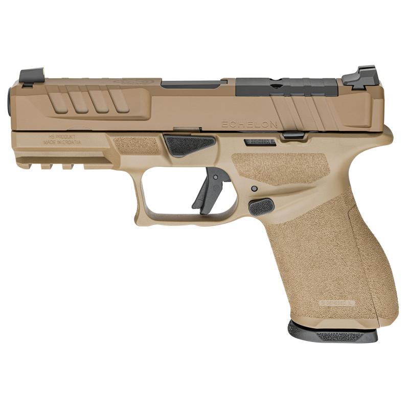 Echelon 4.0C, Semi-automatic, Striker Fired, Polymer Framed Pistol, Compact, 9MM, 4" Barrel, Cerakote Finish, Flat Dark Earth, Optics Ready Slide, Front Tritium Night Sight, Tactical U-Dot Rear, 15 Rounds, 2 Magazines EC9409F-U-15