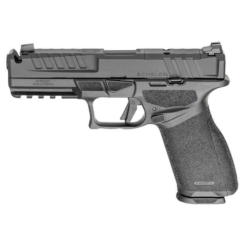 Echelon, Semi-automatic, Striker Fired, Polymer Framed Pistol, Full Size, 9MM, 4.5" Barrel with Integral Compensator, Melonite Finish, Black, Optics Ready Slide, Tritium/Luminescent Front, Tactical Rack U-Dot Rear Sight, 2 Magazines, 15 Rounds EC9459B-U-